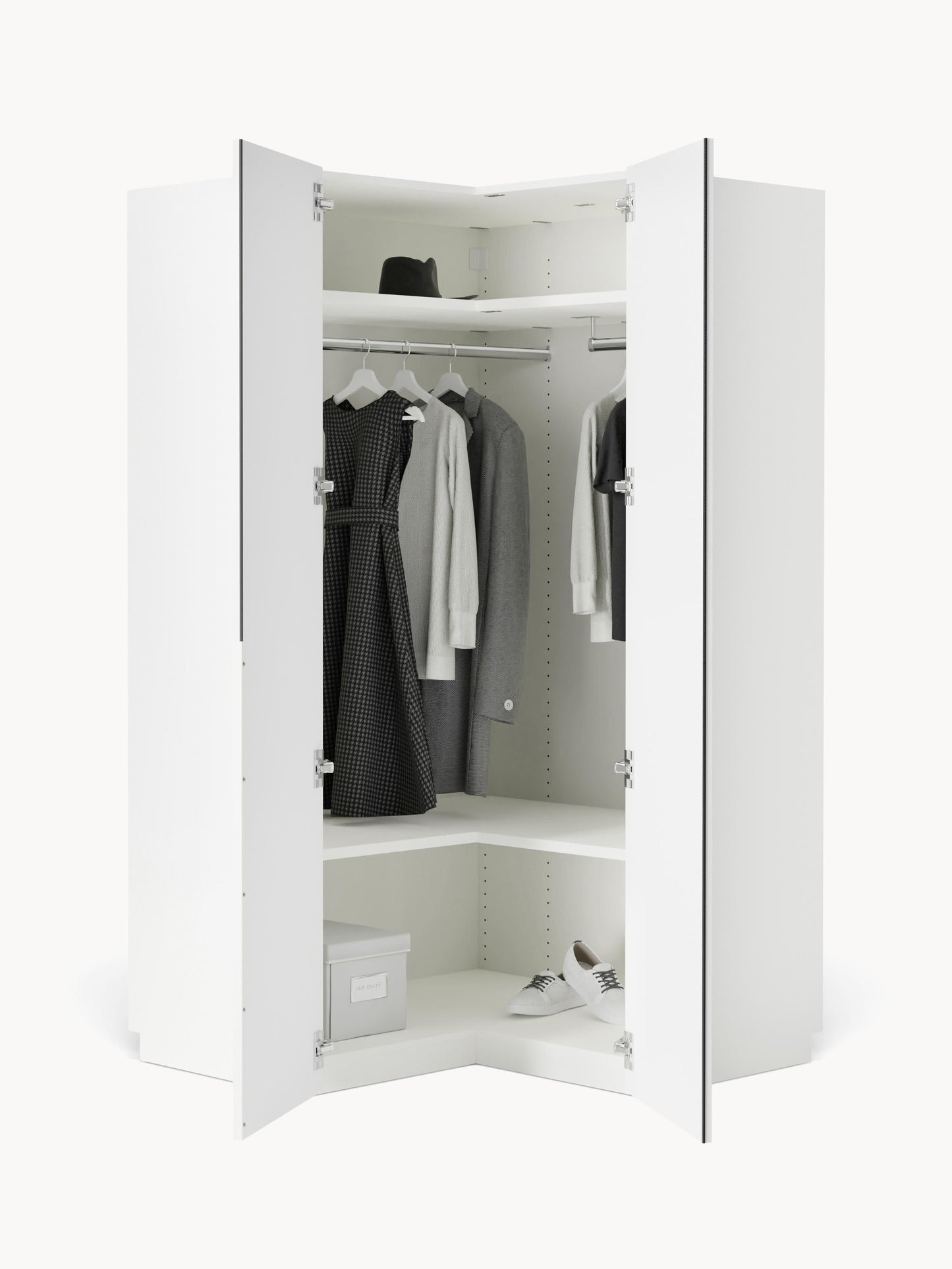 Lenvino Modular Corner Wardrobe, 115 cm Wide, in Various Sizes