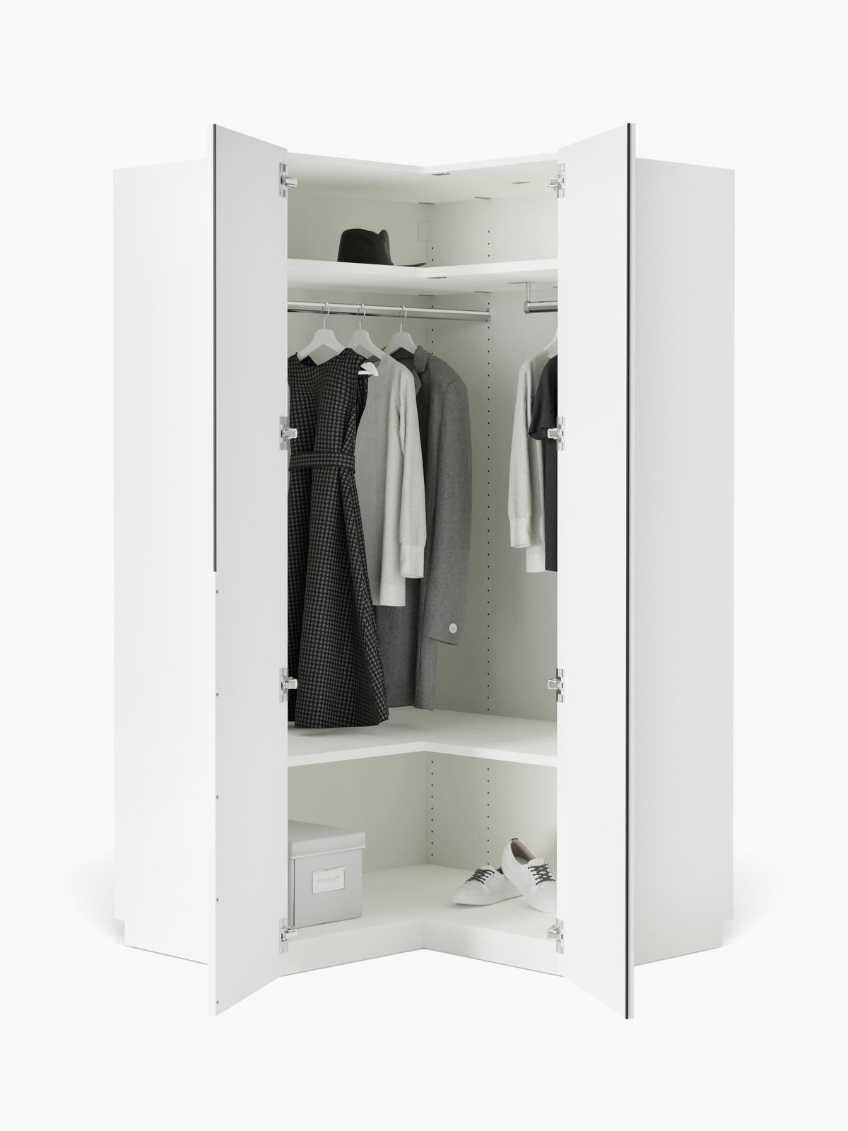 Lenvino Modular Corner Wardrobe, 115 cm Wide, in Various Sizes