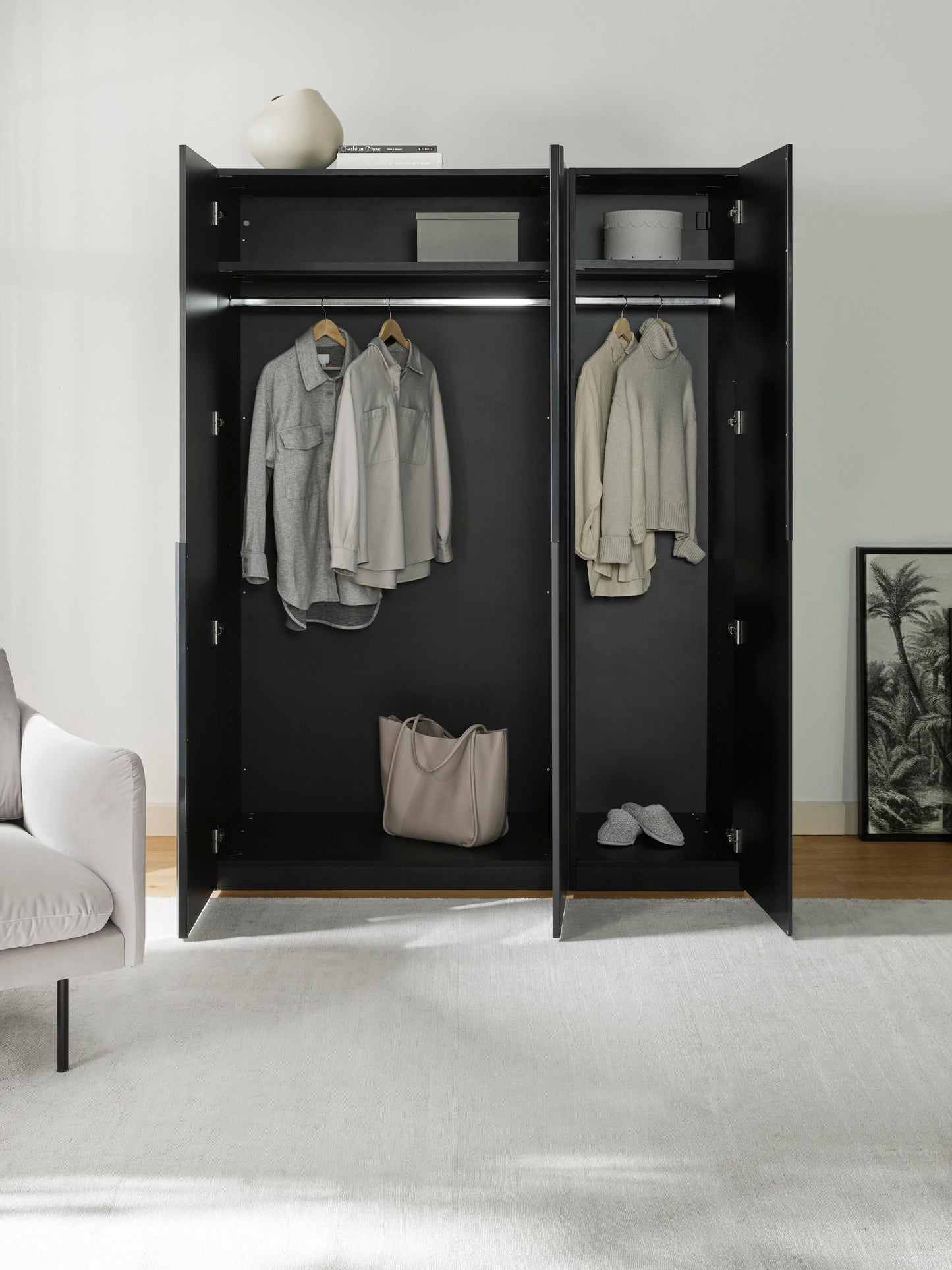 Lenvino Modular Hinged-Door Wardrobe, 150 cm Wide, in Various Sizes