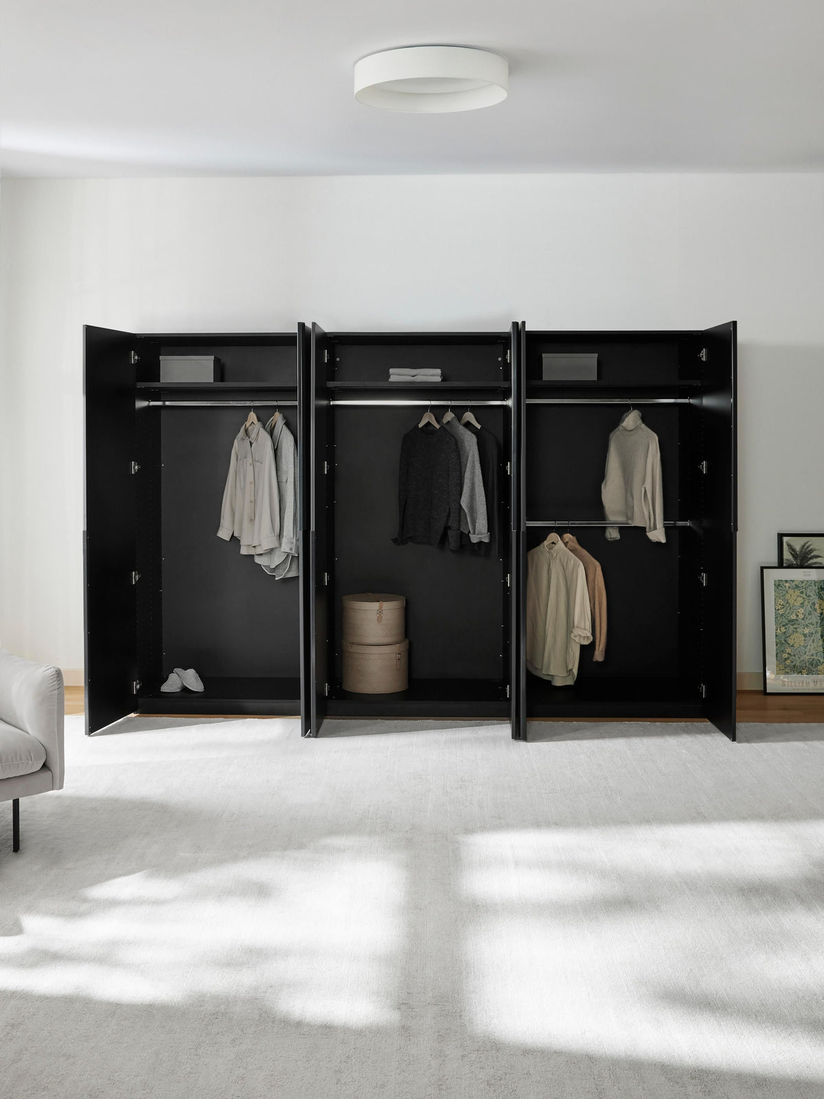 Lenvino Modular Hinged-Door Wardrobe, 300 cm Wide, in Various Sizes