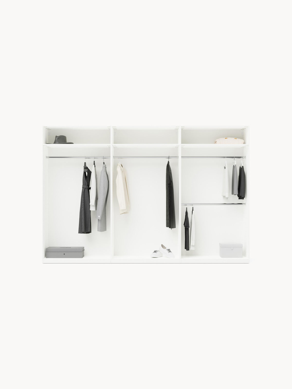 Lenvino Modular Hinged-Door Wardrobe, 300 cm Wide, in Various Sizes