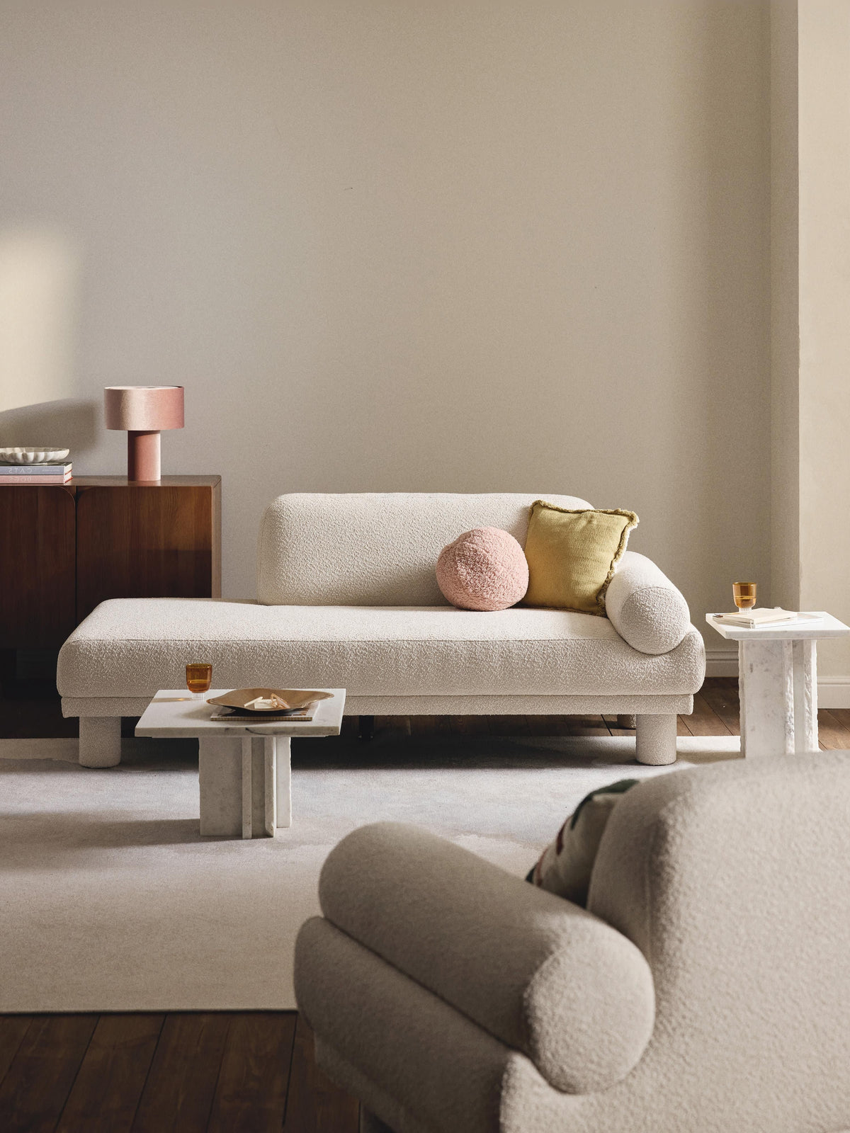 Lilquest Ottoman in Bouclé