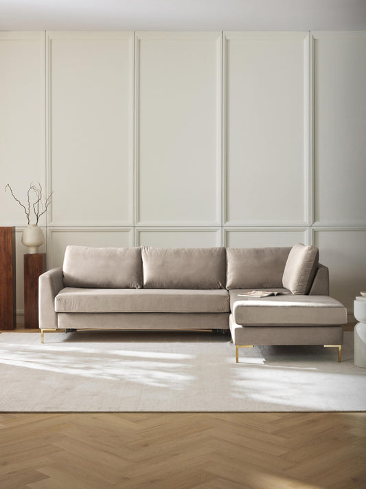 Lunbero Sofa Bed in Velvet with Mattress, 3-Seater
