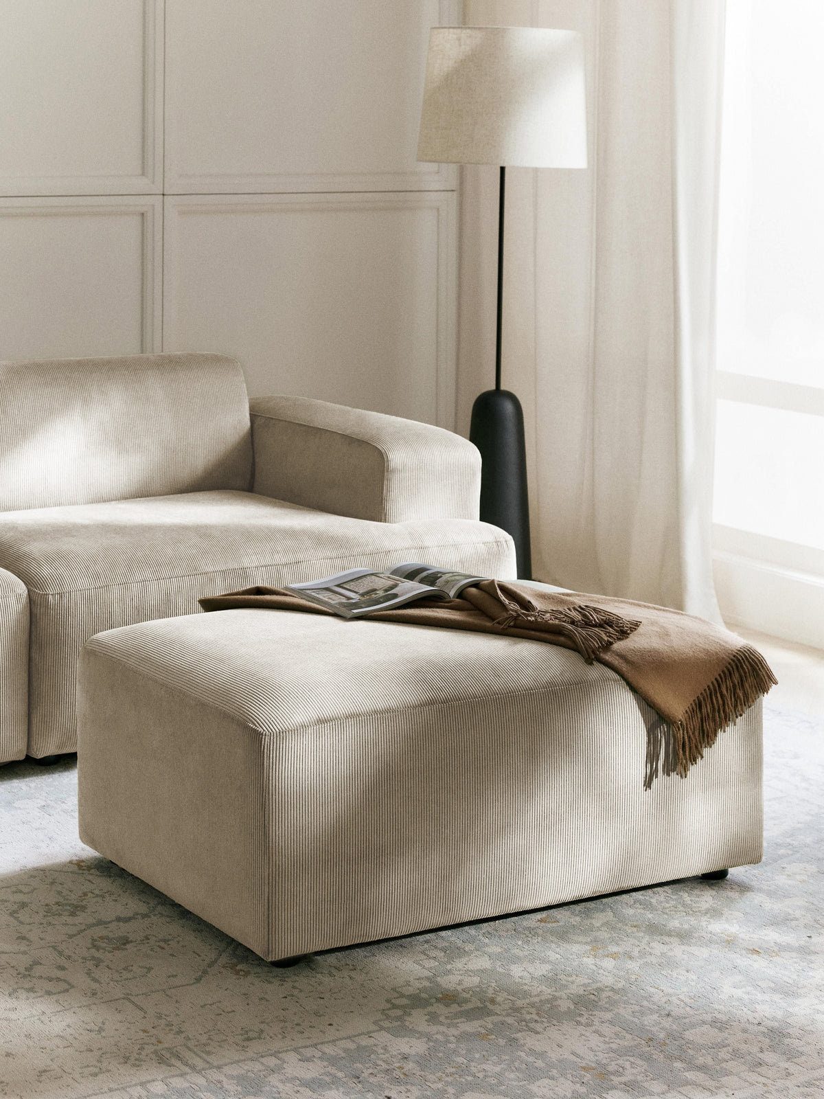 Melvorna Corduroy Stool, W 99 x D 72 cm