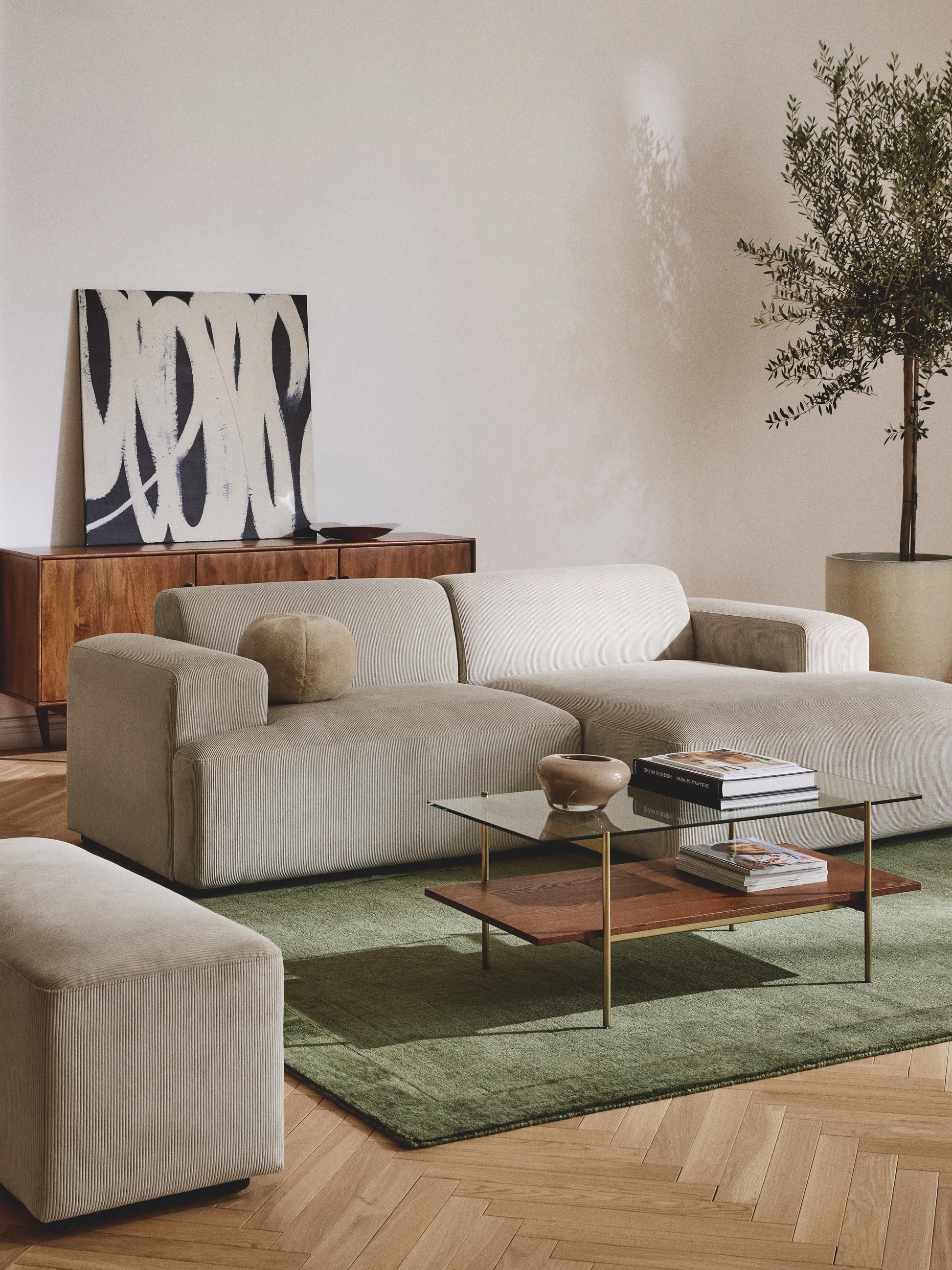 Melvorna Corner Sofa (3-Seater) in Corduroy