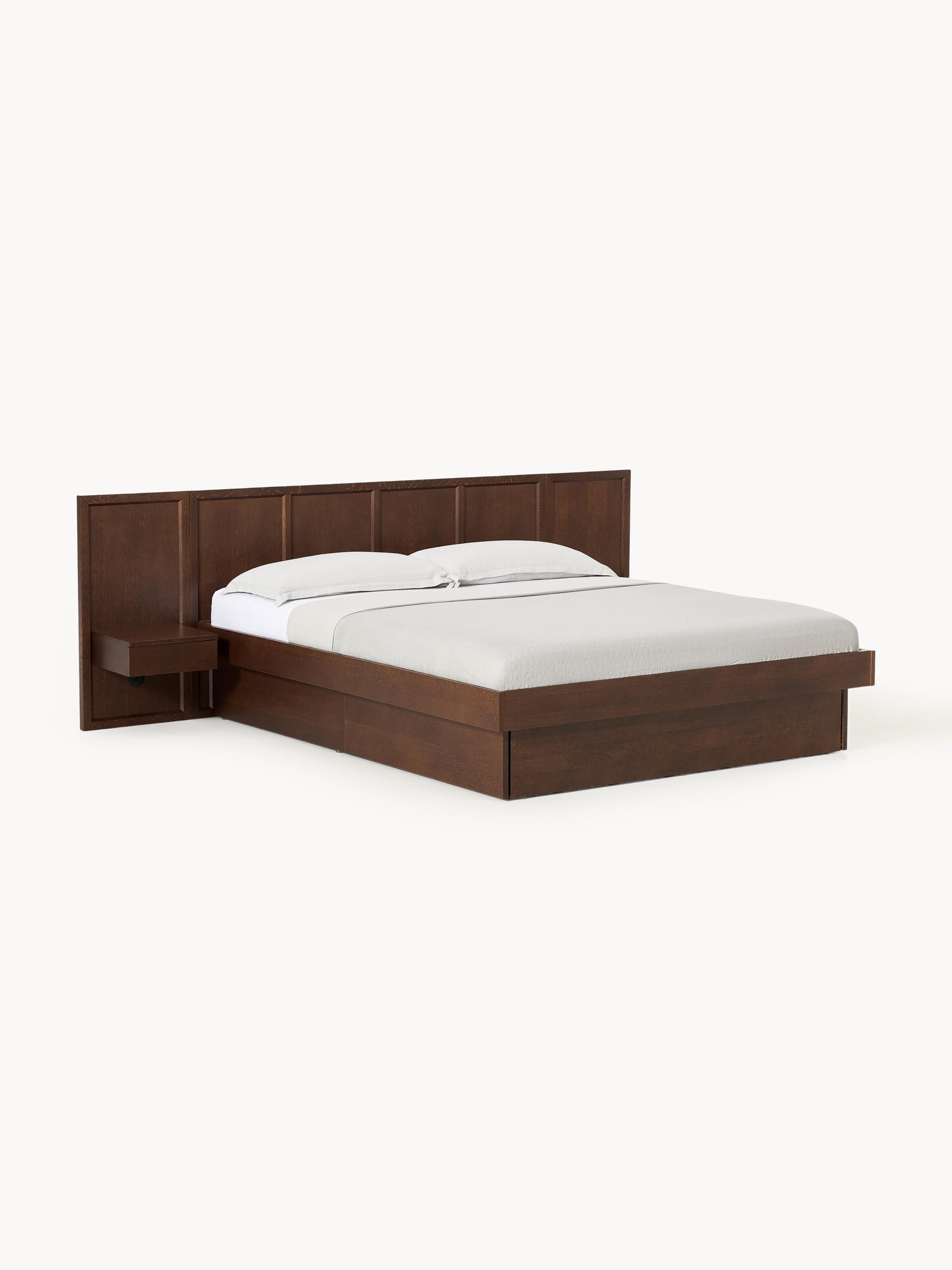 Nanroven Wooden Bed with Headboard and Bedside Tables