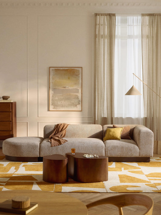 Natvorna Modular Ottoman in Teddy Bouclé with Stool (Left/Right)