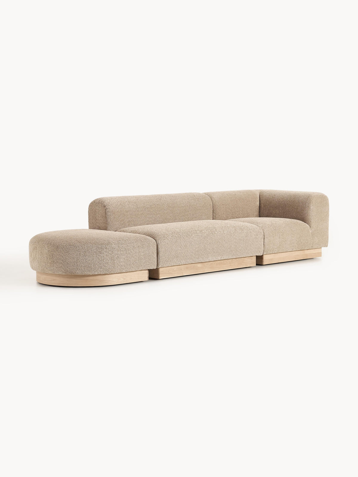 Natvorna Modular Ottoman in Teddy Bouclé with Stool (Left/Right)