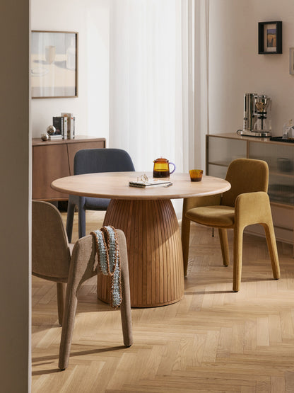 Nelvestra Round Dining Table with Fluted Texture, in Various Sizes