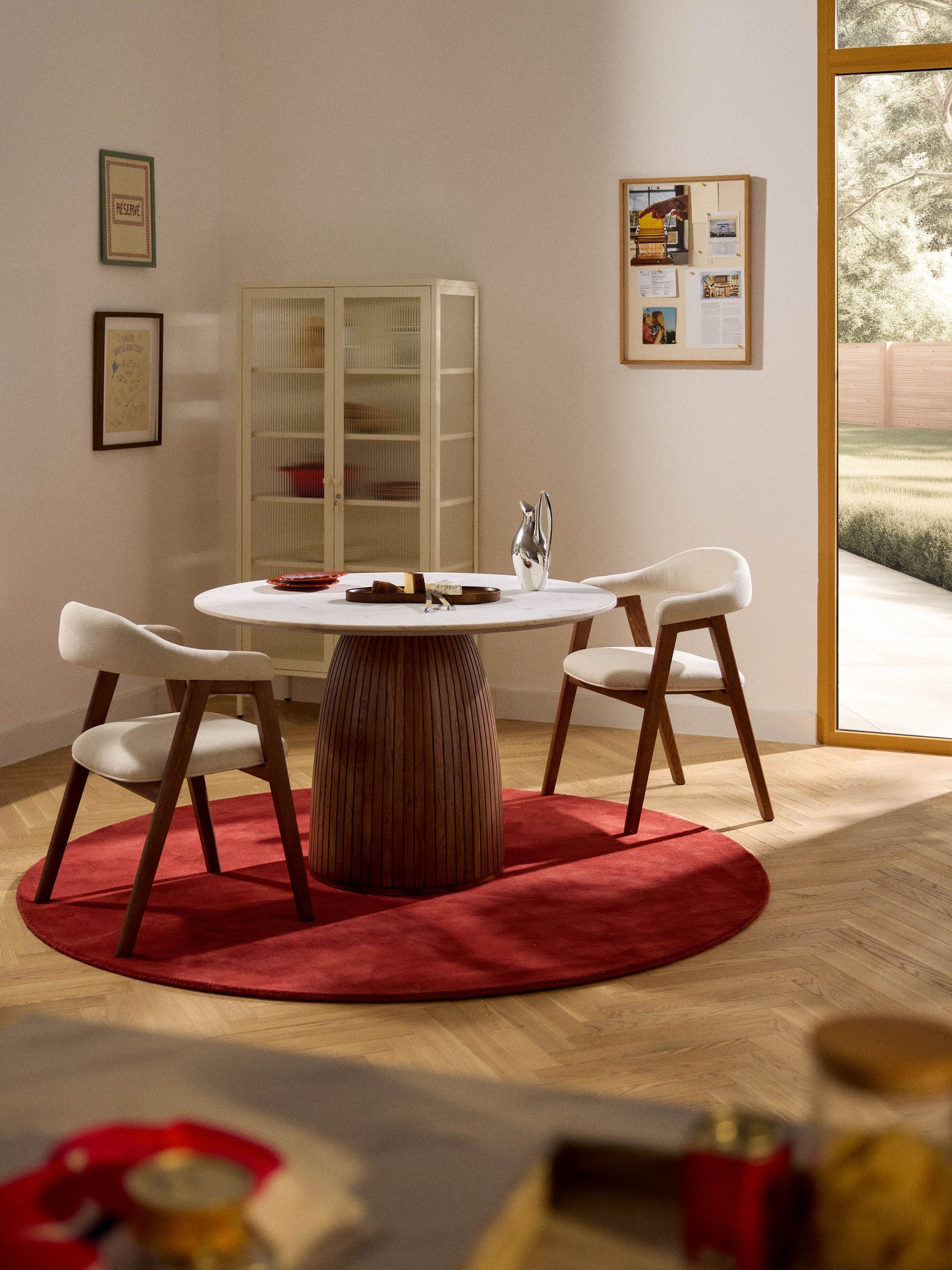 Nelvestra Round Dining Table with Marble Tabletop, Ø 115 cm