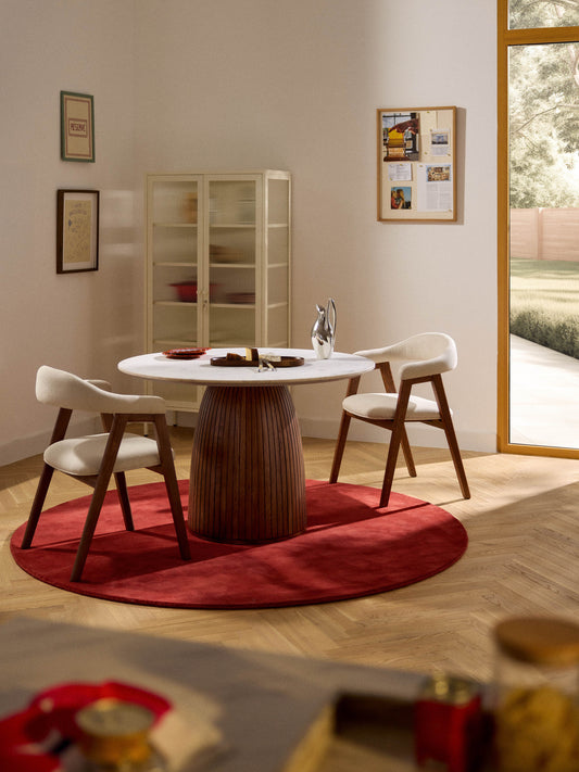 Nelvestra Round Dining Table with Marble Tabletop, Ø 115 cm
