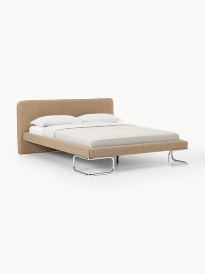 Olneva Upholstered Bed in Bouclé with Metal Legs