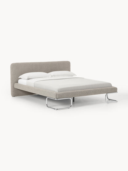 Olneva Upholstered Bed in Bouclé with Metal Legs
