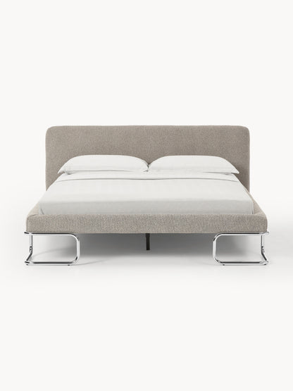 Olneva Upholstered Bed in Bouclé with Metal Legs