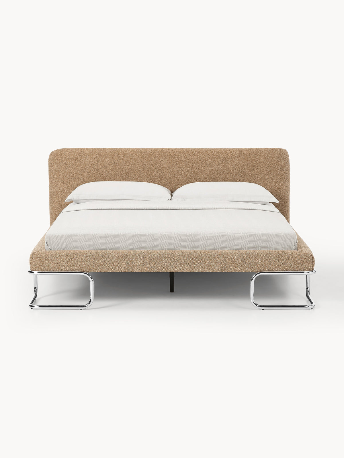 Olneva Upholstered Bed in Bouclé with Metal Legs