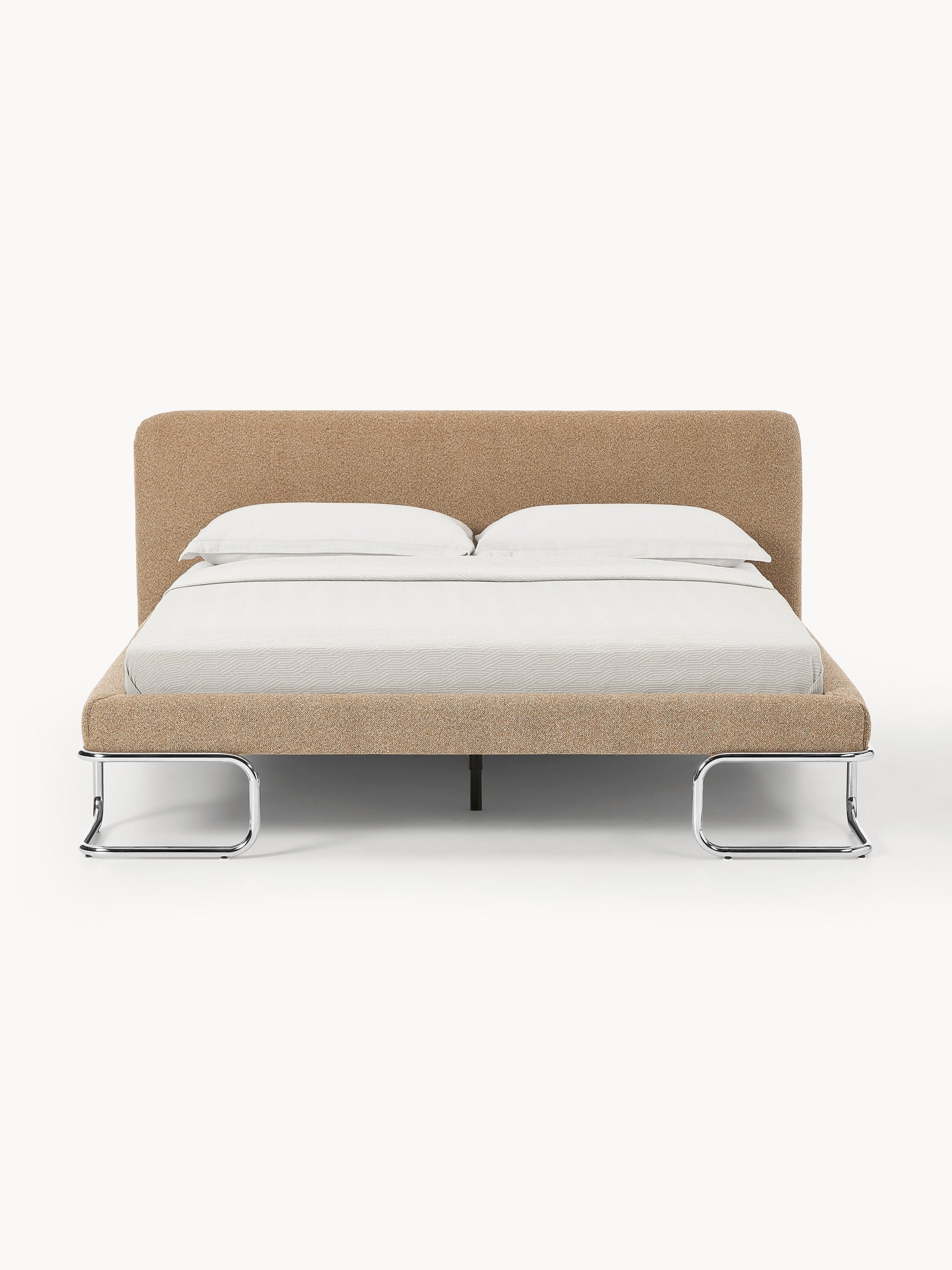 Olneva Upholstered Bed in Bouclé with Metal Legs
