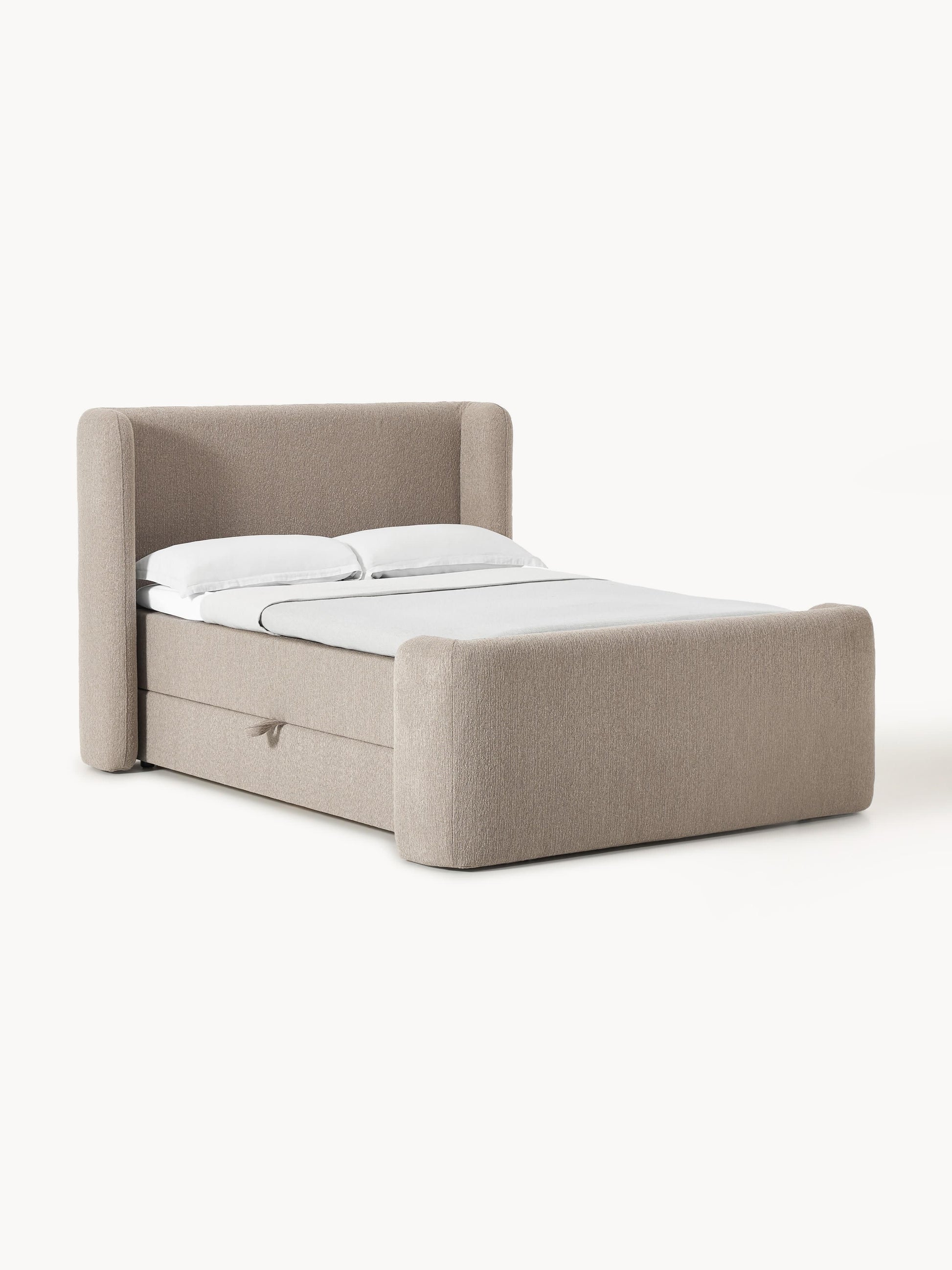 Perlardo Box Spring Bed in Bouclé with Storage