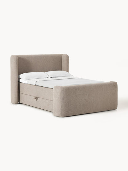 Perlardo Box Spring Bed in Bouclé with Storage