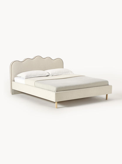 Romveil Upholstered Bed with Wavy Headboard