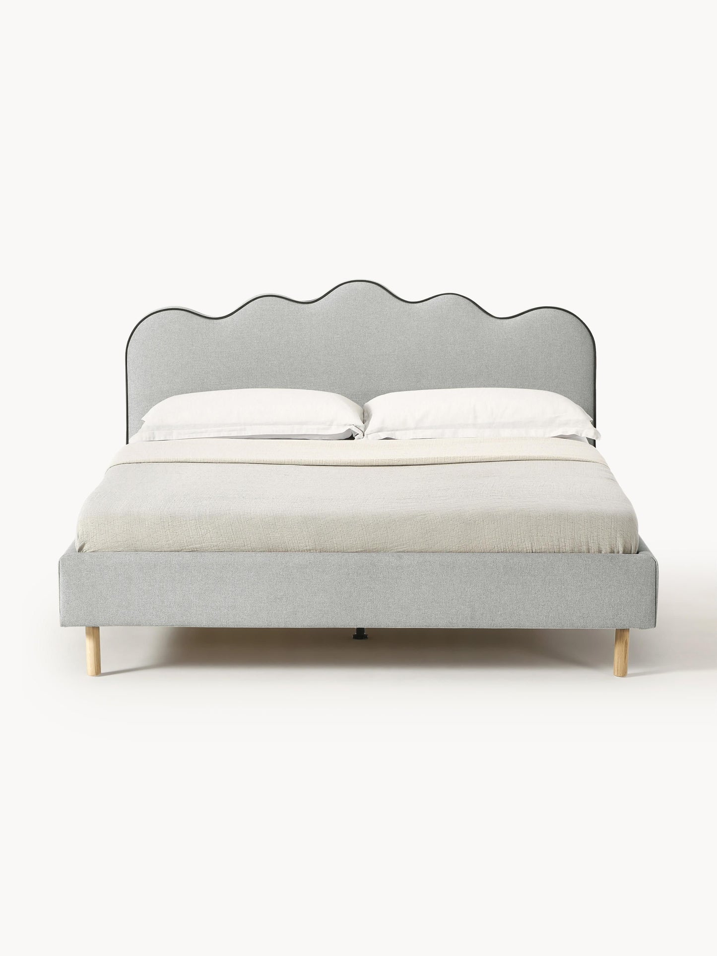 Romveil Upholstered Bed with Wavy Headboard