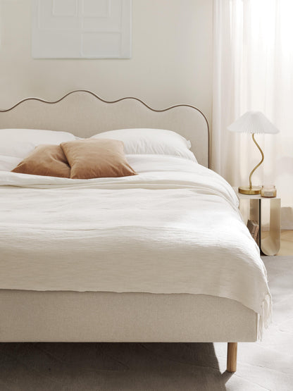 Romveil Upholstered Bed with Wavy Headboard