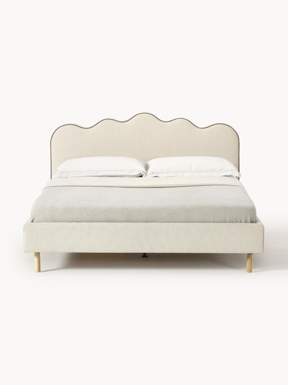 Romveil Upholstered Bed with Wavy Headboard