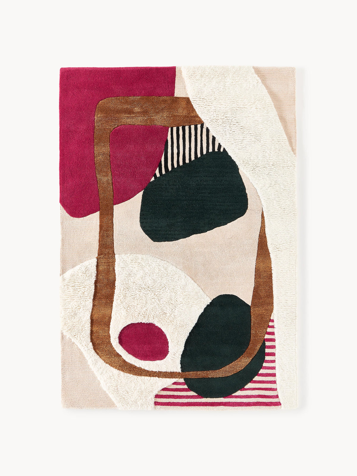 Rosnika Wool Rug with High-Low Texture, Hand-Tufted