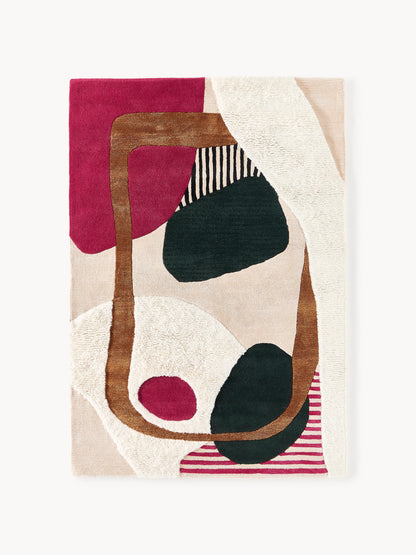 Rosnika Wool Rug with High-Low Texture, Hand-Tufted