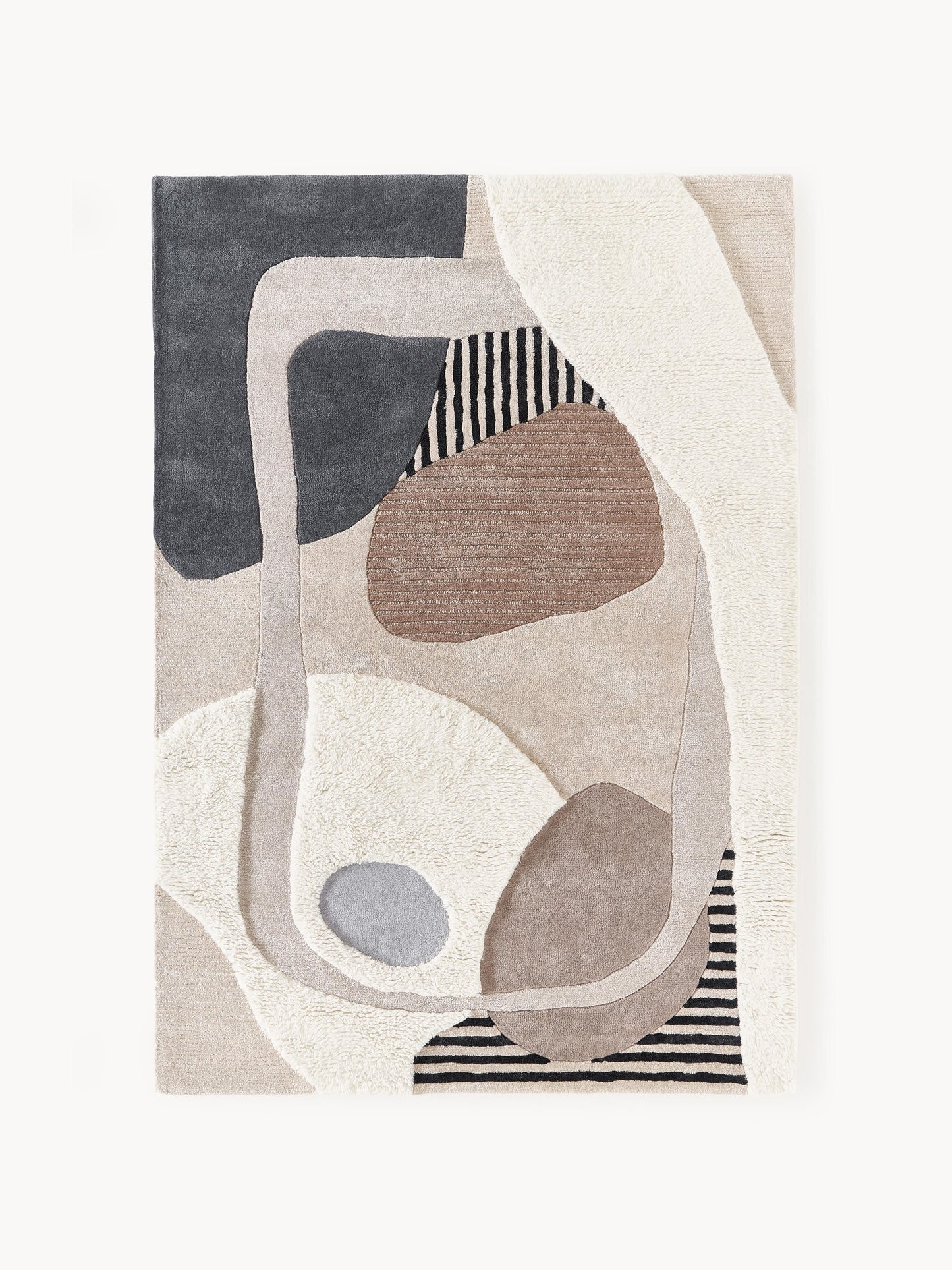 Rosnika Wool Rug with High-Low Texture, Hand-Tufted
