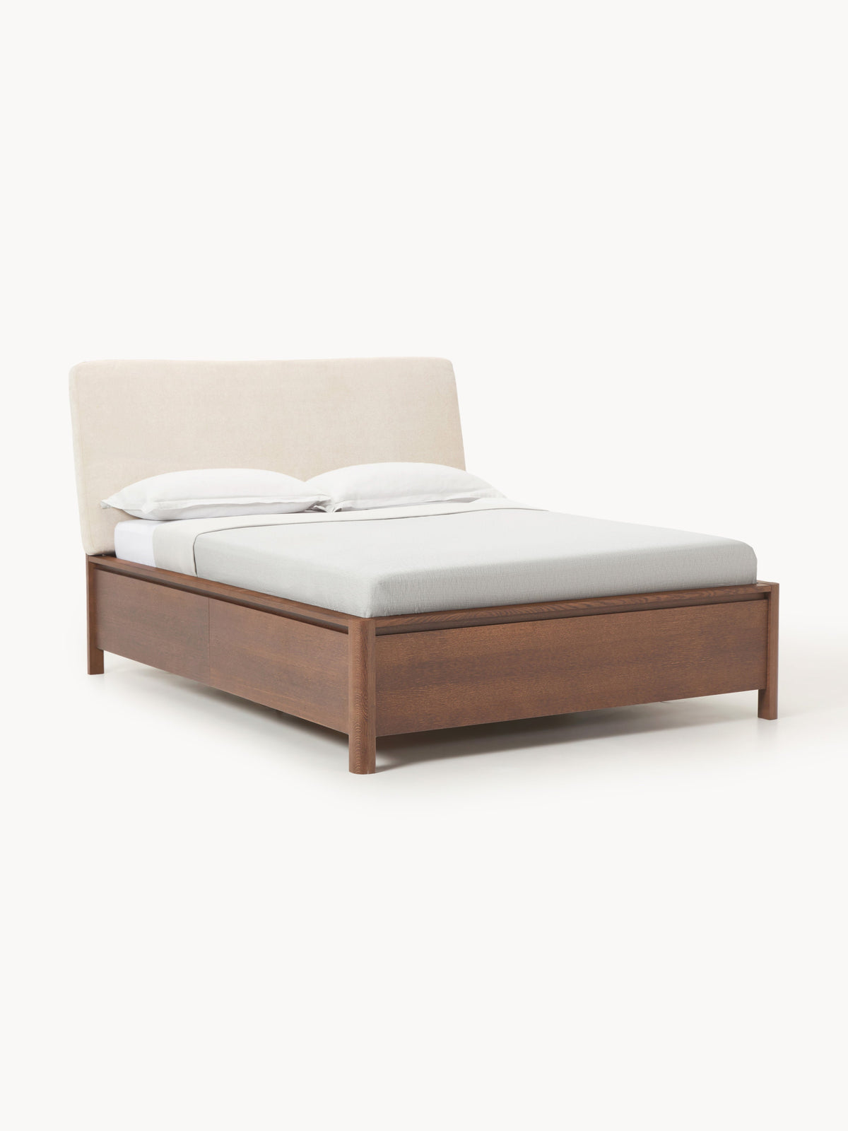 Santelvi Wooden Bed with Drawers and Upholstered Headboard