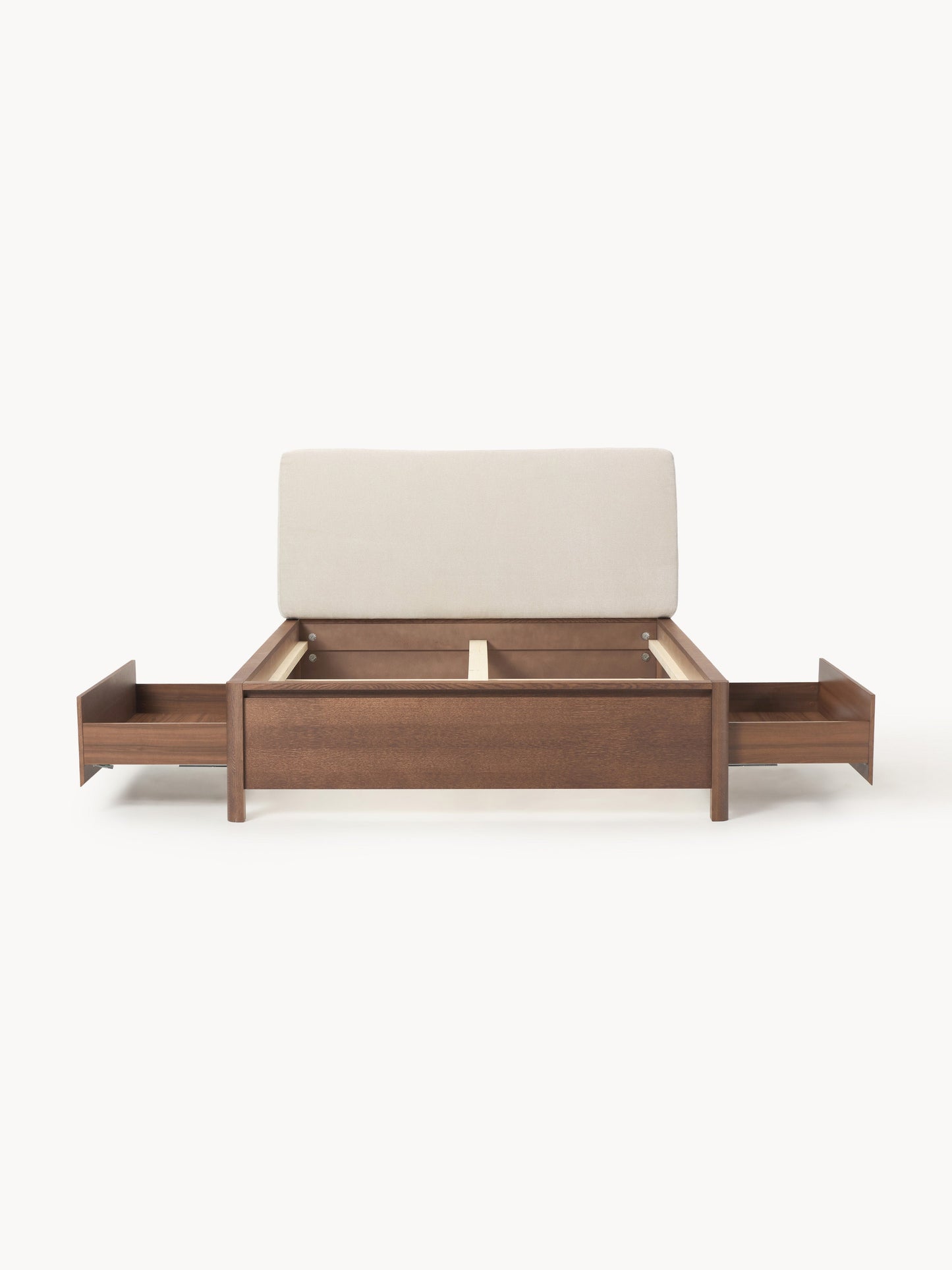 Santelvi Wooden Bed with Drawers and Upholstered Headboard