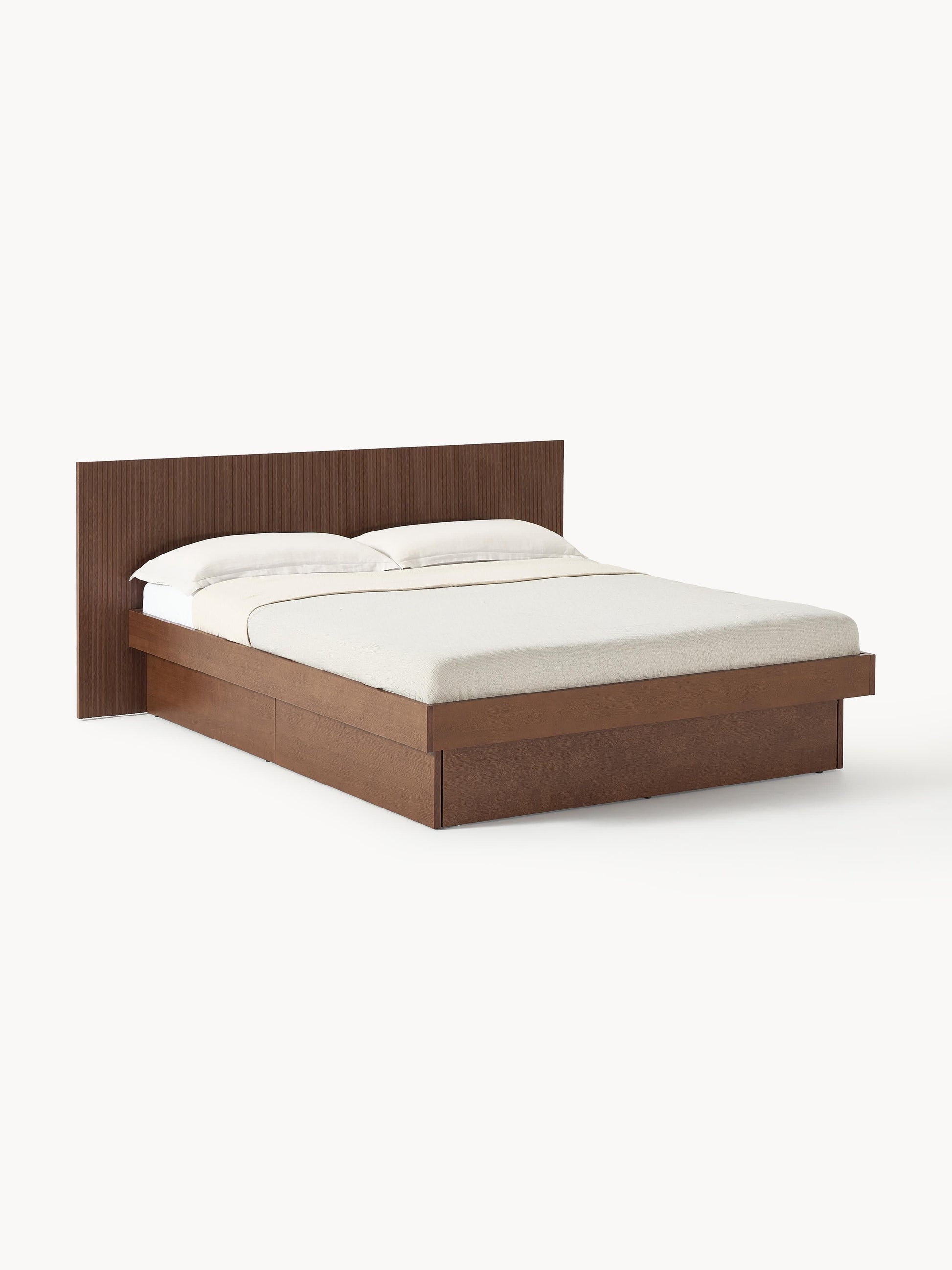 Satelvi Wooden Bed with Headboard and Drawers