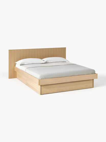 Satelvi Wooden Bed with Headboard and Drawers