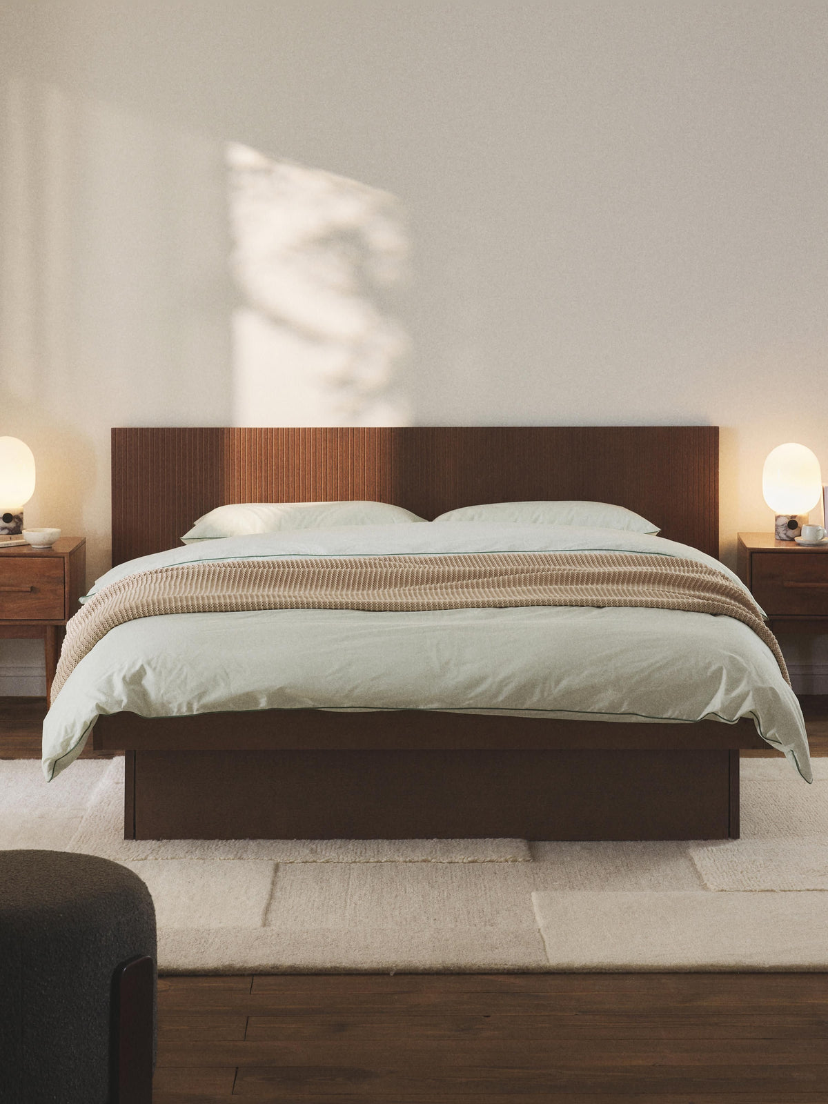 Satelvi Wooden Bed with Headboard and Drawers