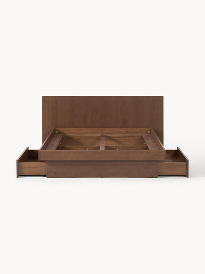 Satelvi Wooden Bed with Headboard and Drawers