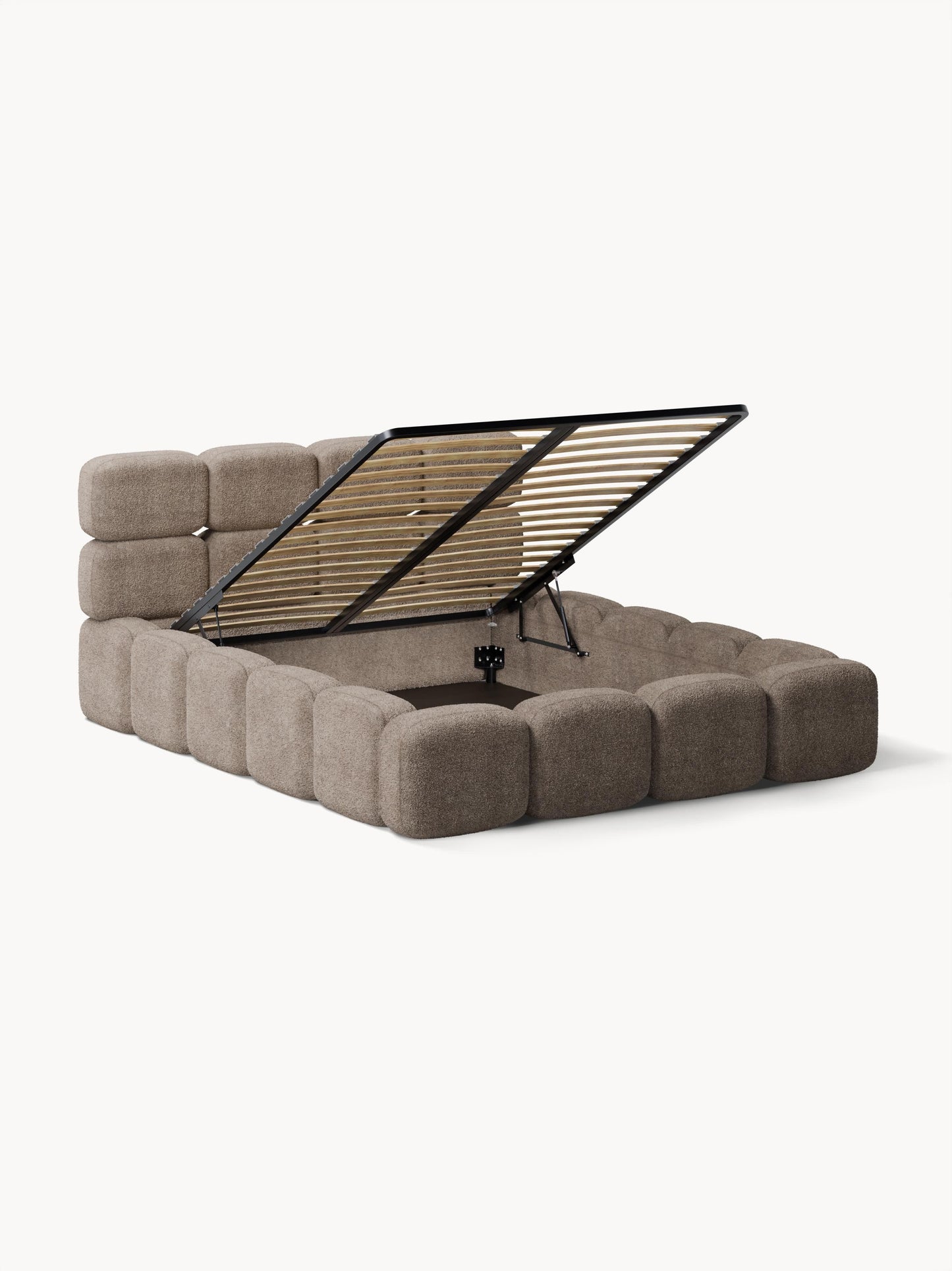 Taylorna Teddy Bouclé Upholstered Bed with Storage