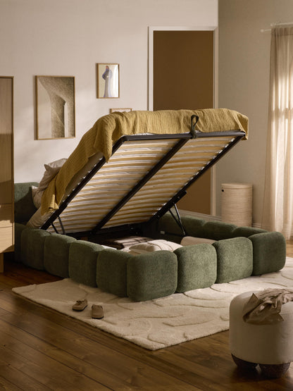 Taylorna Teddy Bouclé Upholstered Bed with Storage
