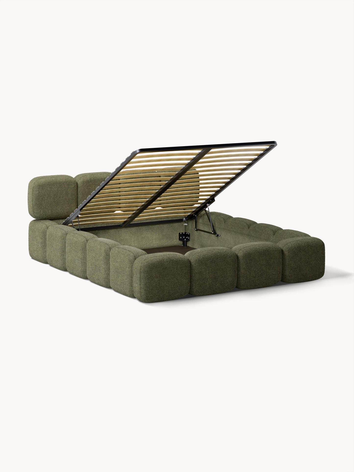 Taylorna Teddy Bouclé Upholstered Bed with Storage