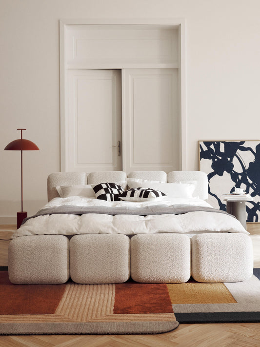 Taylorna Teddy Bouclé Upholstered Bed with Storage