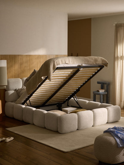Taylorna Teddy Bouclé Upholstered Bed with Storage