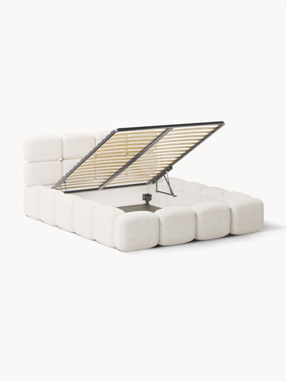 Taylorna Teddy Bouclé Upholstered Bed with Storage