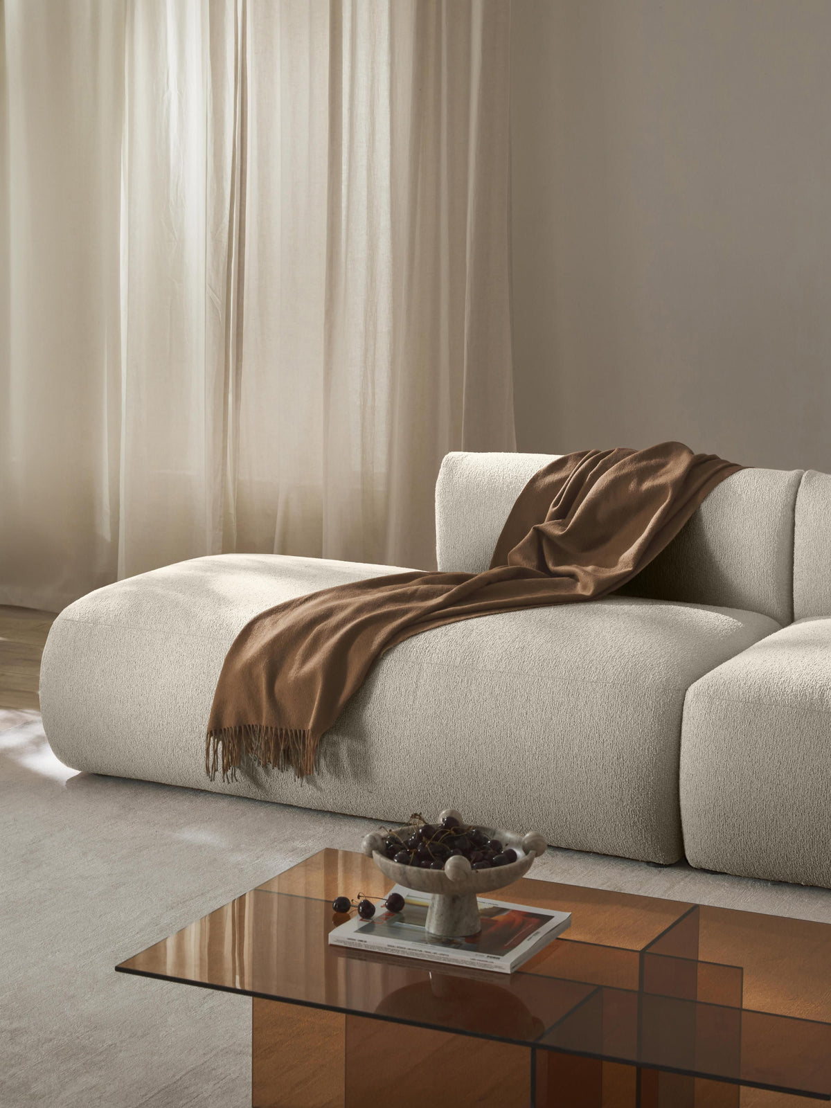 Trevanna Chaise Module in Bouclé