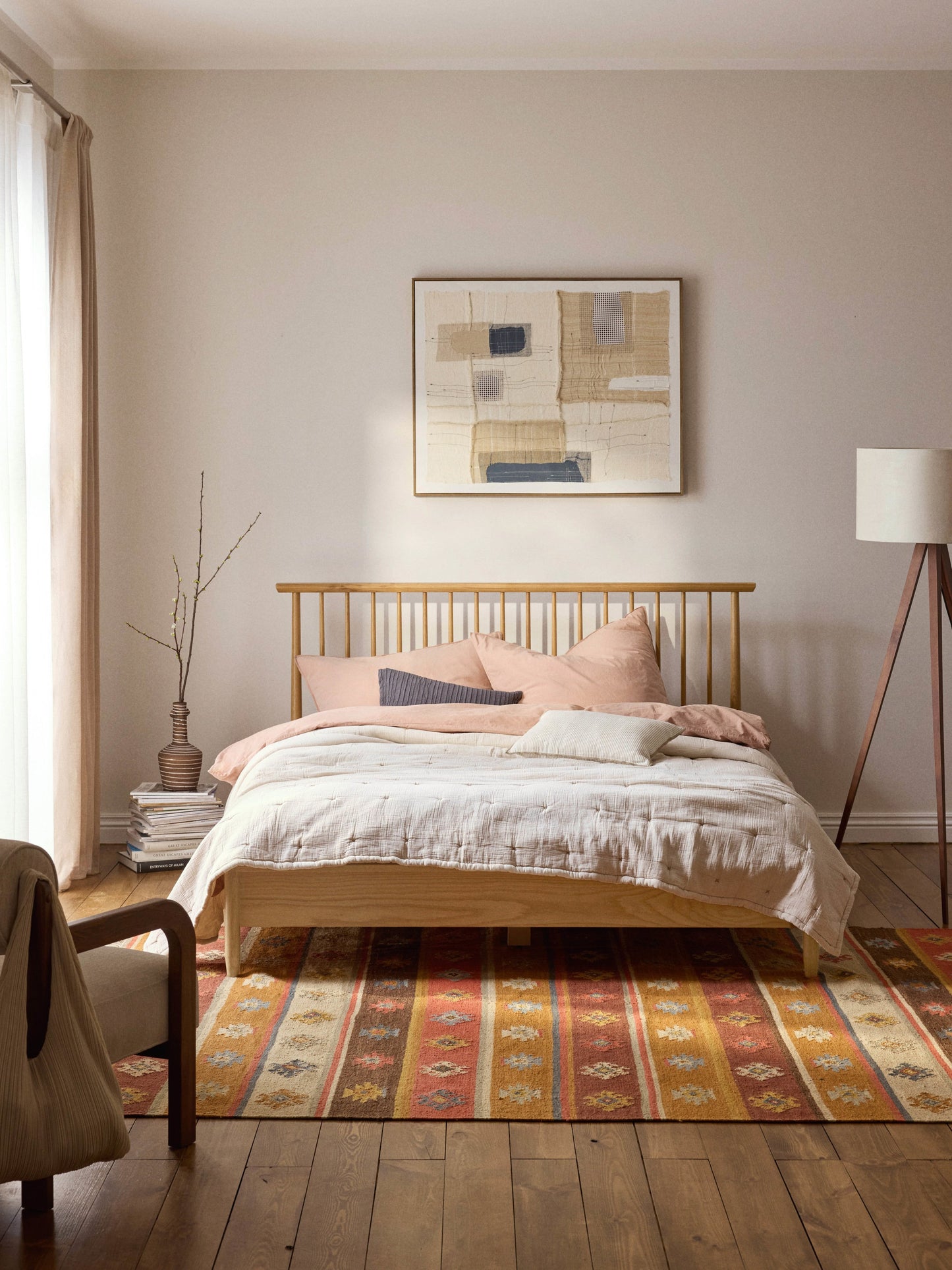 Winado Wooden Bed with Pine Headboard