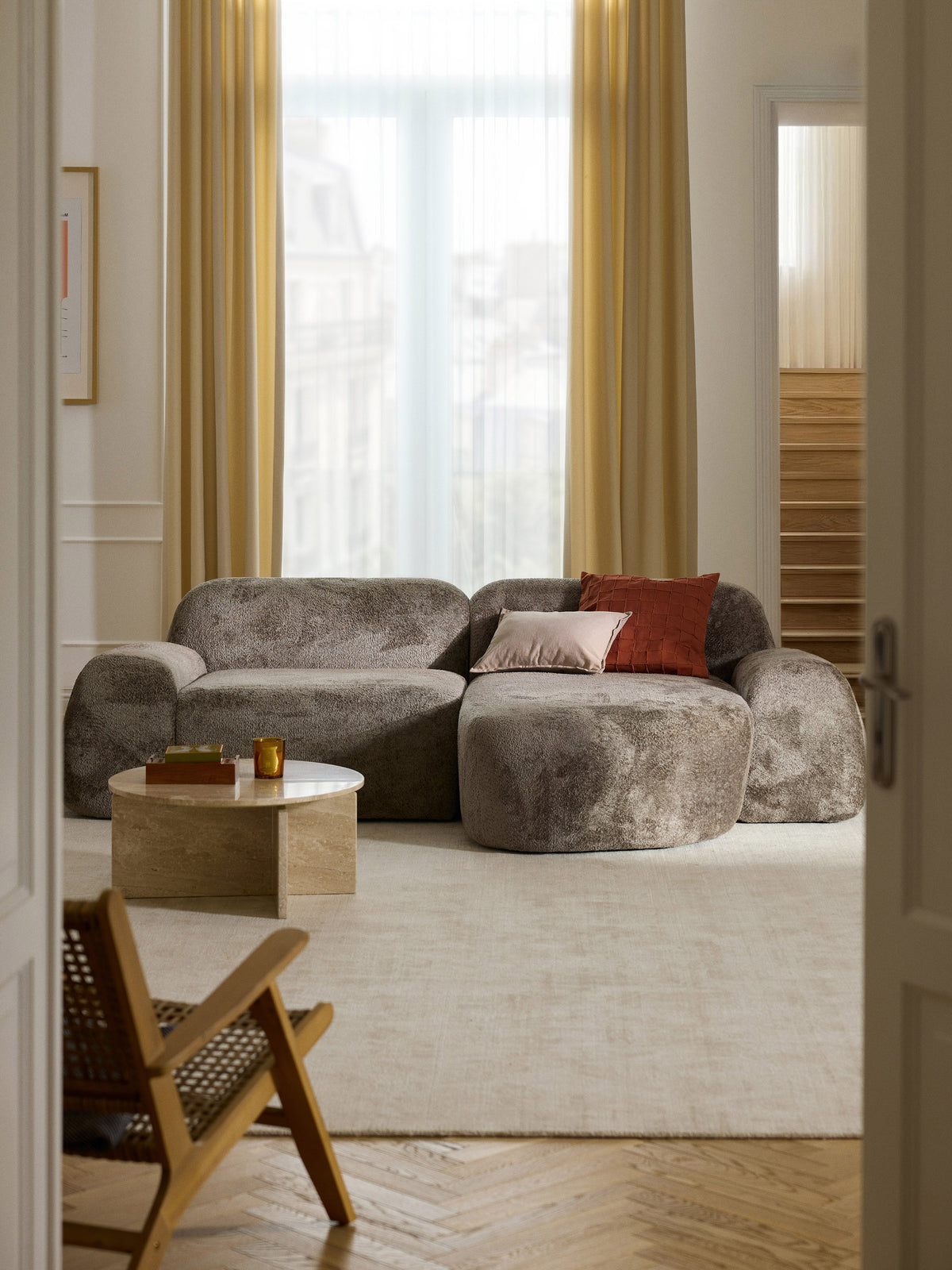 Wolbrenna Modular Corner Sofa (3-Seater) in Teddy Bouclé