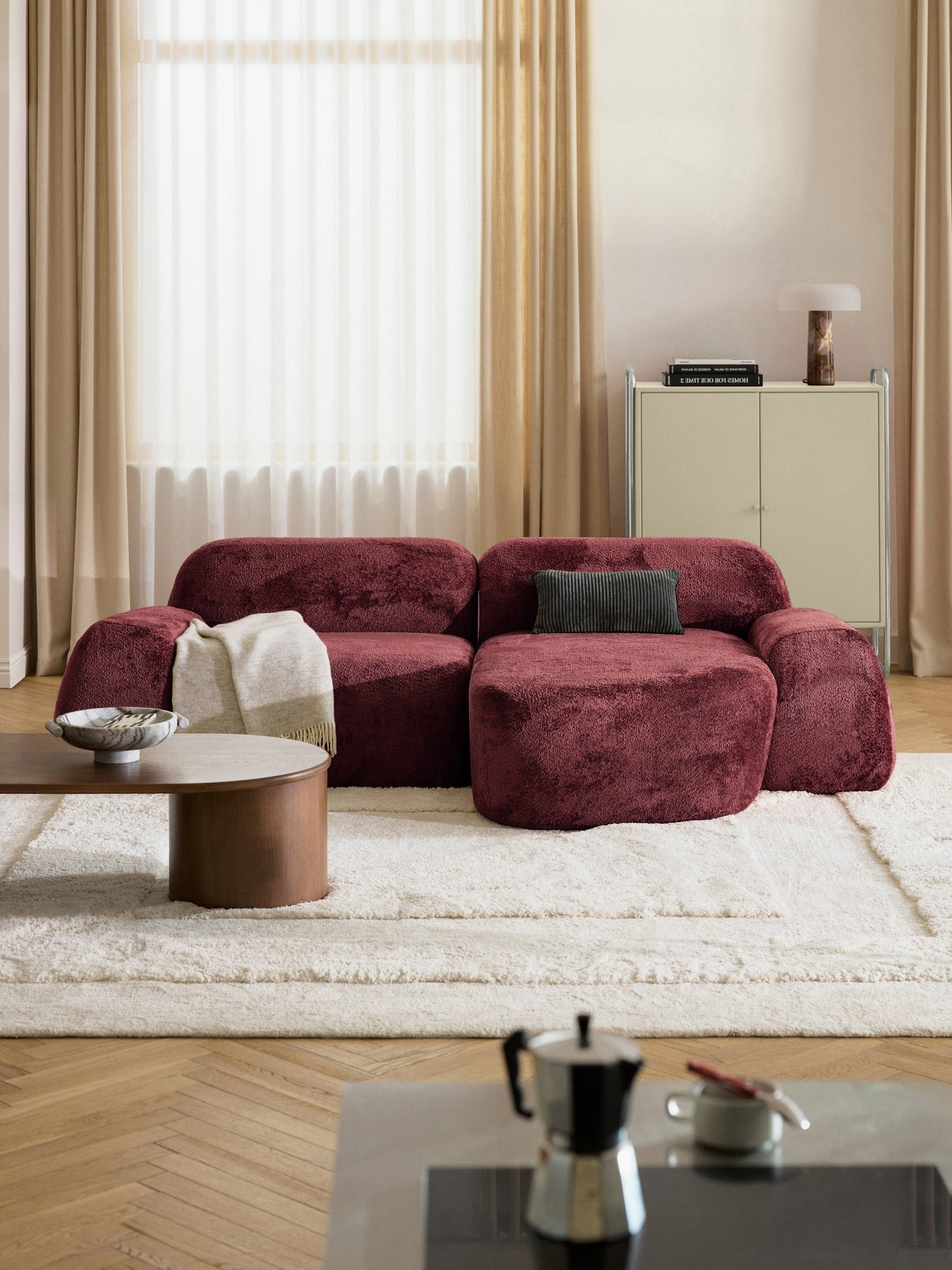 Wolbrenna Modular Corner Sofa (3-Seater) in Teddy Bouclé