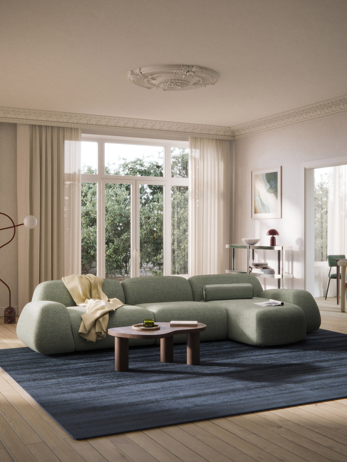 Wolbrenna Modular Corner Sofa (4-Seater) in Bouclé