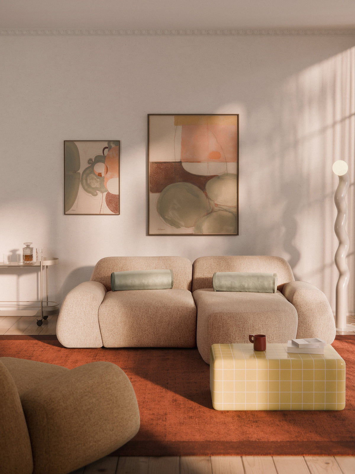 Wolbrenna Modular Corner Sofa, Bouclé, 3-Seater