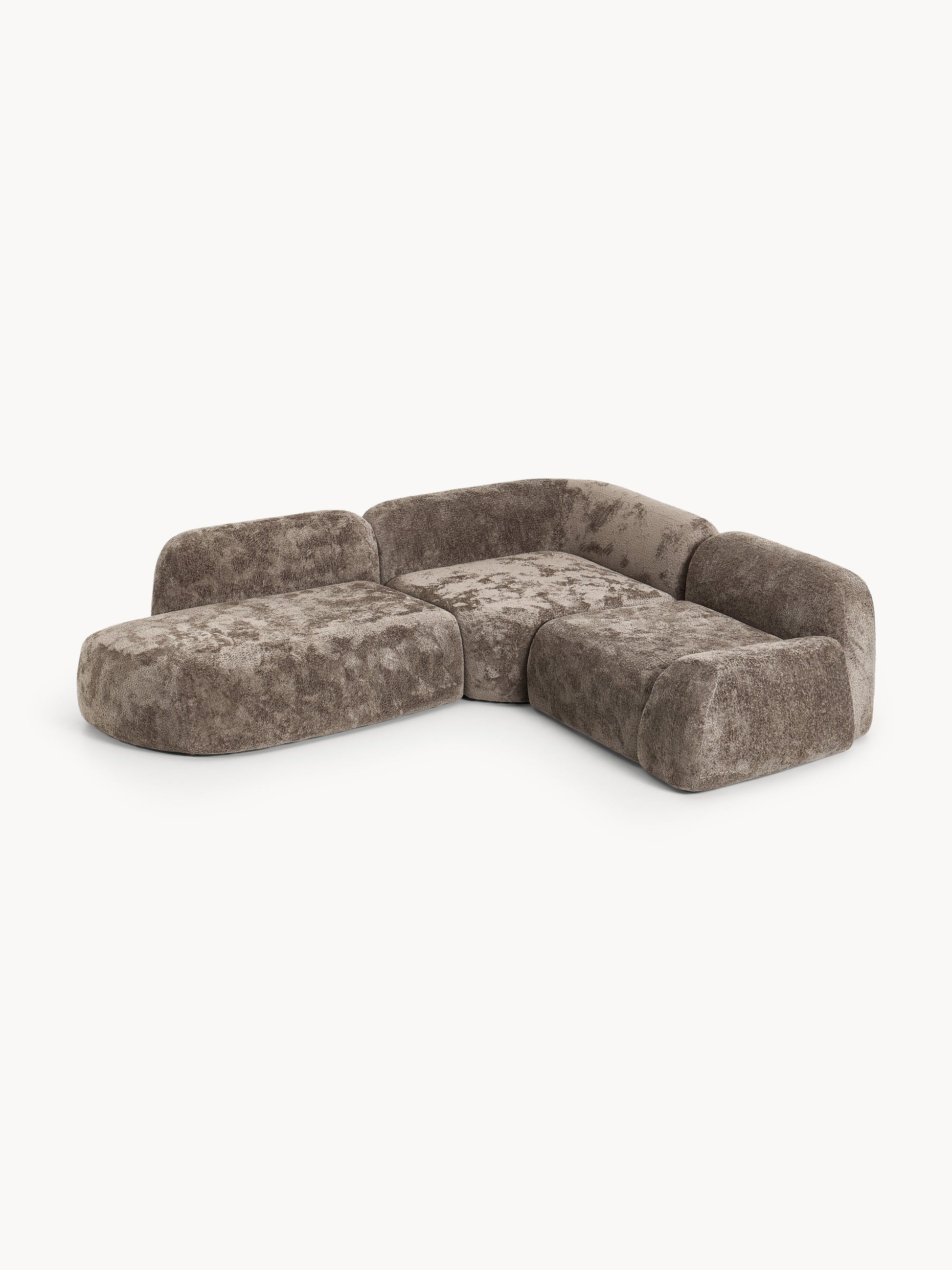 Wolbrenna Modular Corner Sofa in Teddy Bouclé (4-Seater) with Chaise Longue