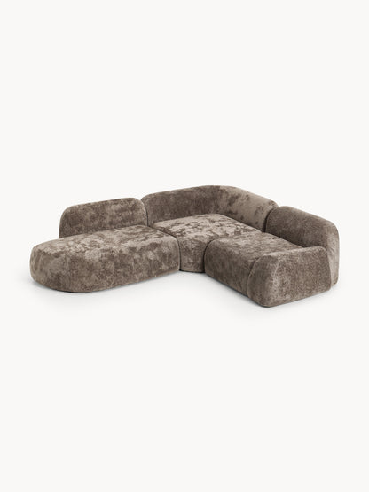 Wolbrenna Modular Corner Sofa in Teddy Bouclé (4-Seater) with Chaise Longue