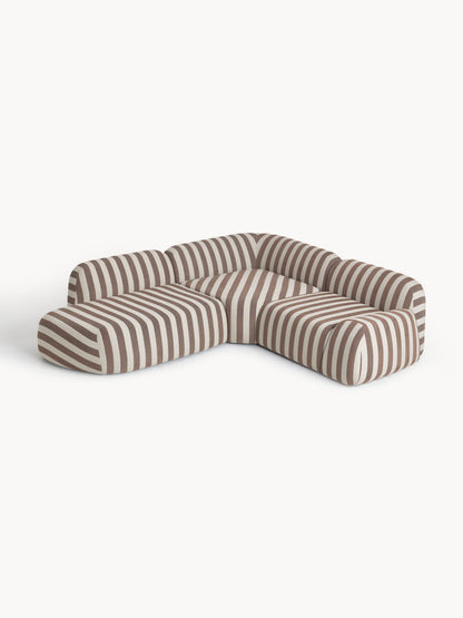 Wolbrenna Striped Modular Corner Sofa (4-Seater) with Chaise Longue
